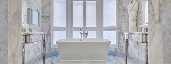 Prince Alexander Suite at Claridge's - marble bathroom with bathtub.